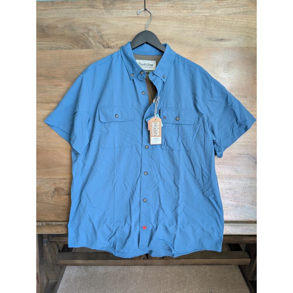 NWT Duck Camp Hunting Shirt Men XL Channel Blue Mesh Lined Lightweight Button Up